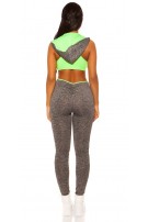 Sexy Workout Hoodie Junpsuit with sexy Back Neongreen